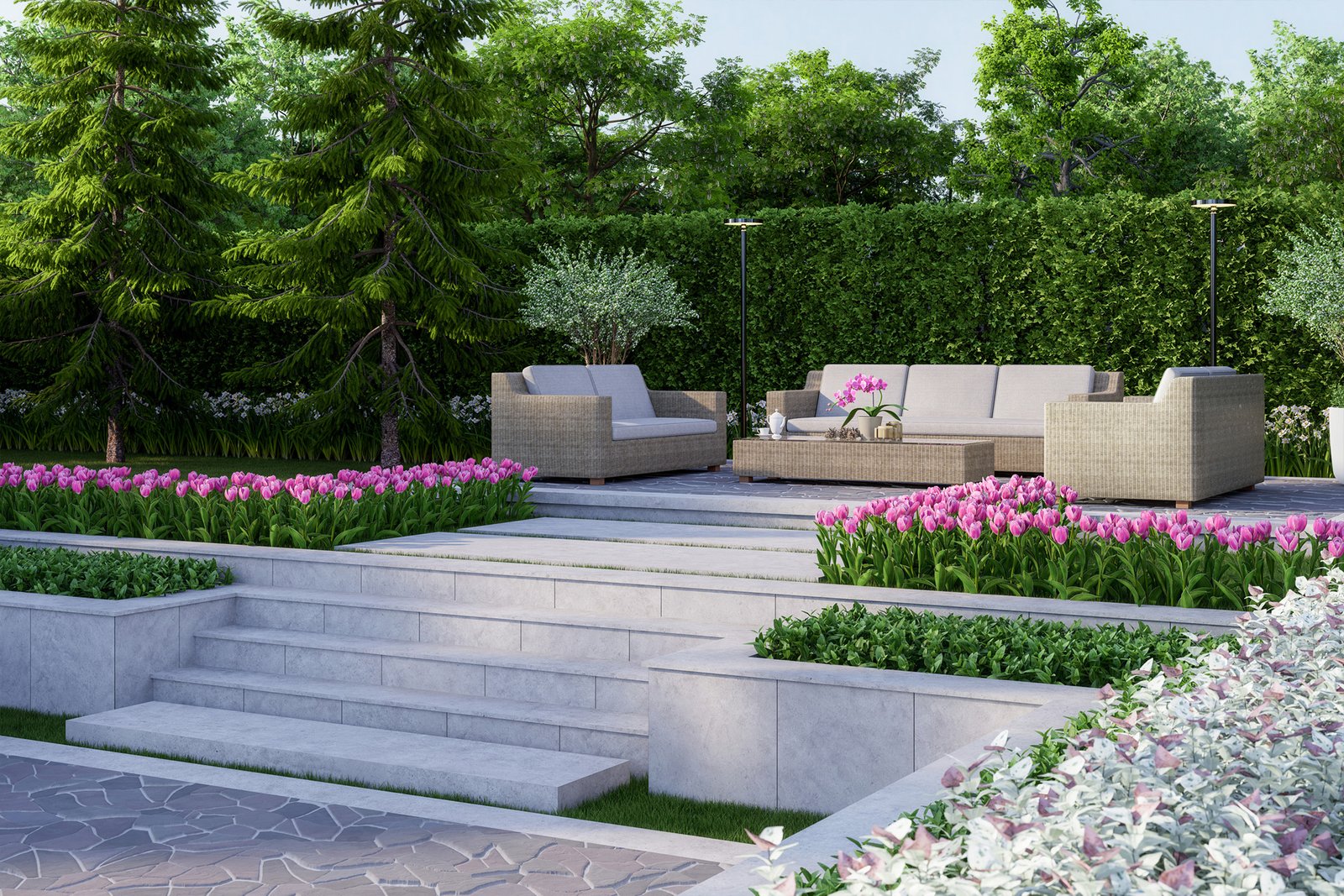 Professionally landscaped garden in the UK